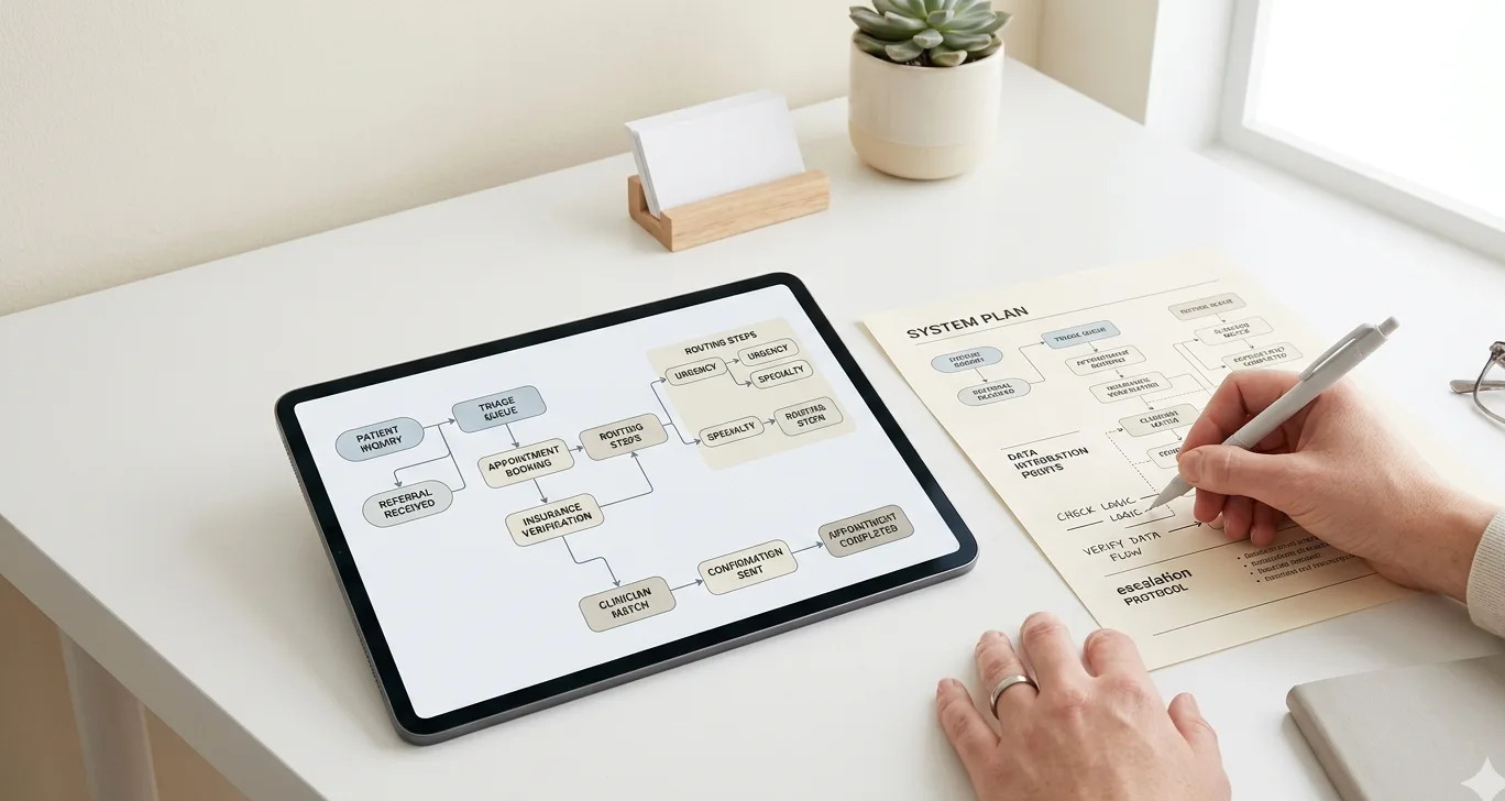 Calm, modern architectural space representing our tailored AI design approach