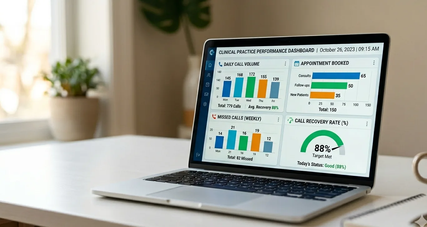 Practice audit report showing call flow, triage and recall data